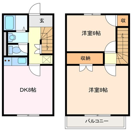 玉垣駅 徒歩13分 1階の物件間取画像